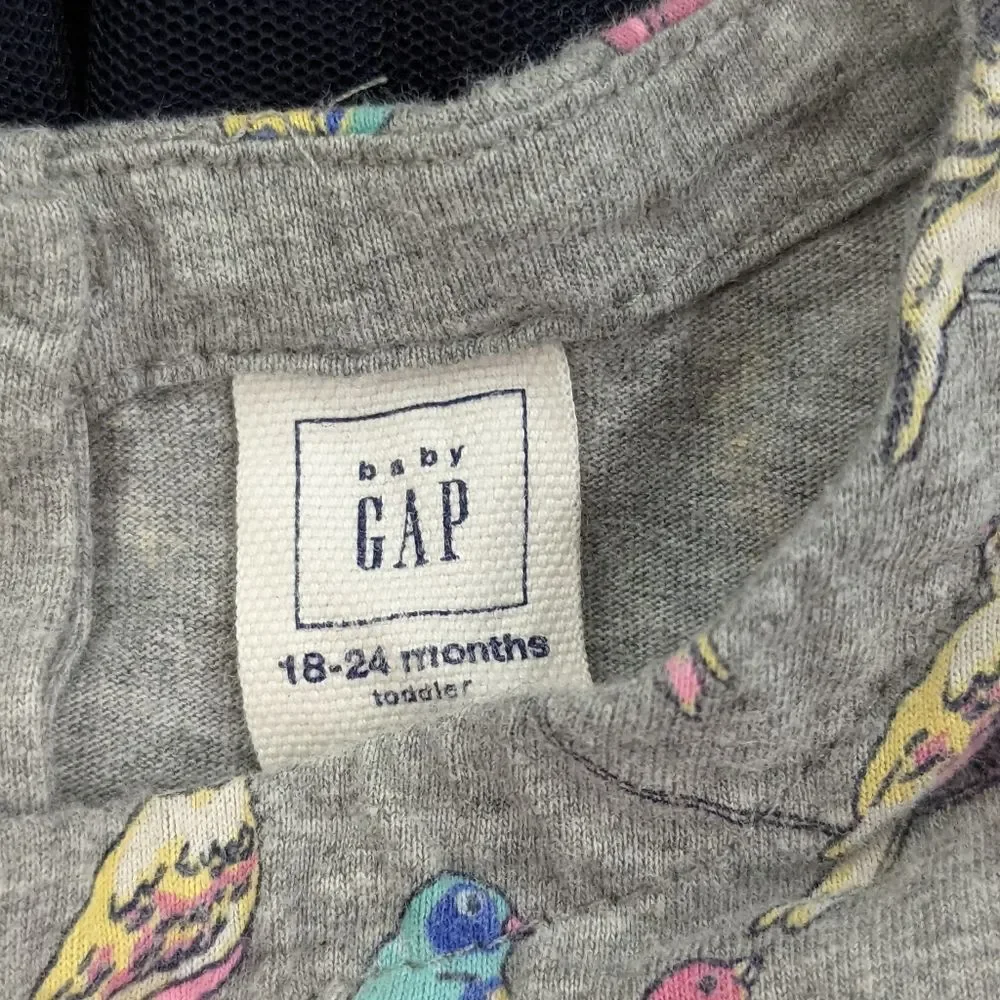 Baby Gap Bird Gray Blue Tulle Short Sleeve Spring Summer Dress Girl Size 18-24mo